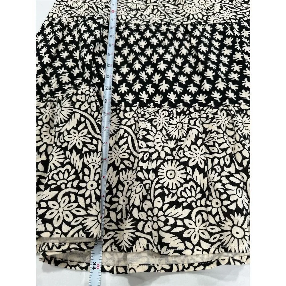 Zara Girls Black Floral Quilted Tiered Dress Size 10 Knee Length‎ Casual